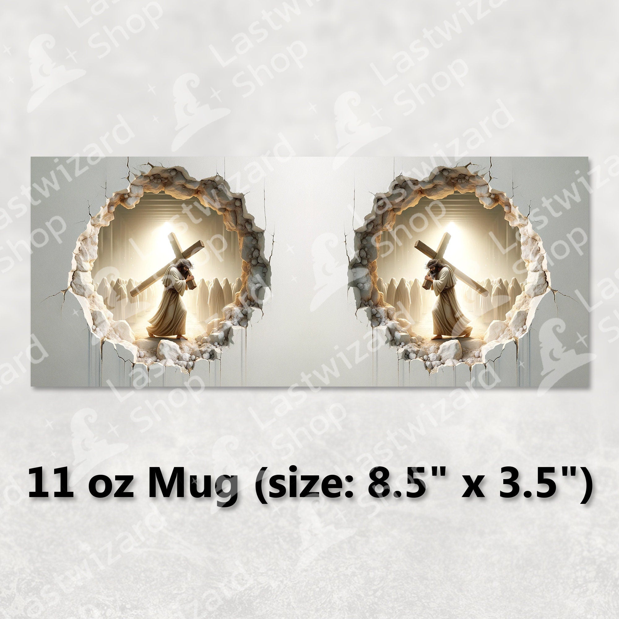 3D Jesus Cross Mug Wrap PNG, Luxury Religious Christian Sublimation, 11oz 15oz Coffee Cup Design, Spiritual Faith Gift Digital Download