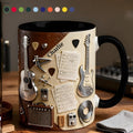 Custom Guitar Ceramic 3D Effect Coffee Mug, Music Lover Cup, Guitar Player Design, Gift For Guitarist Musician Dad Brother,Father's Day Gift