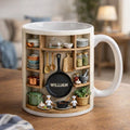 Personalized Chef Mug, Custom Name Kitchen Coffee Cup, 3D Cooking Shelf Design Gift for Dad Husband