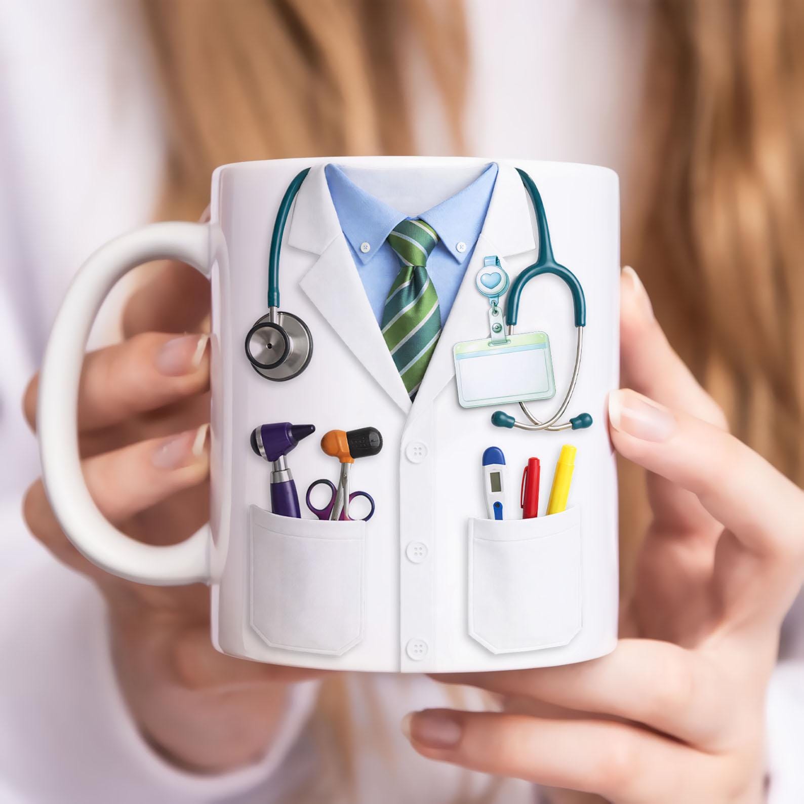 Custom Name Doctor 11oz Mug Png, Faux 3D Doctor 11oz Mug Wrap Png, Nurse Mug Wrap, Doctor Coffee Cup, Medical 3D Mug Digital File