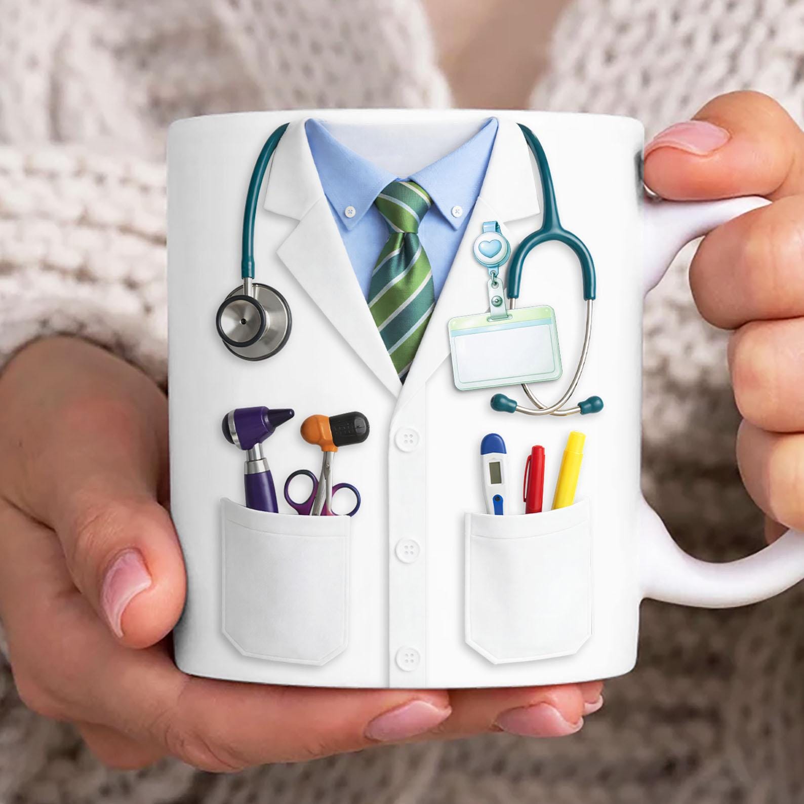 Custom Name Doctor 11oz Mug Png, Faux 3D Doctor 11oz Mug Wrap Png, Nurse Mug Wrap, Doctor Coffee Cup, Medical 3D Mug Digital File