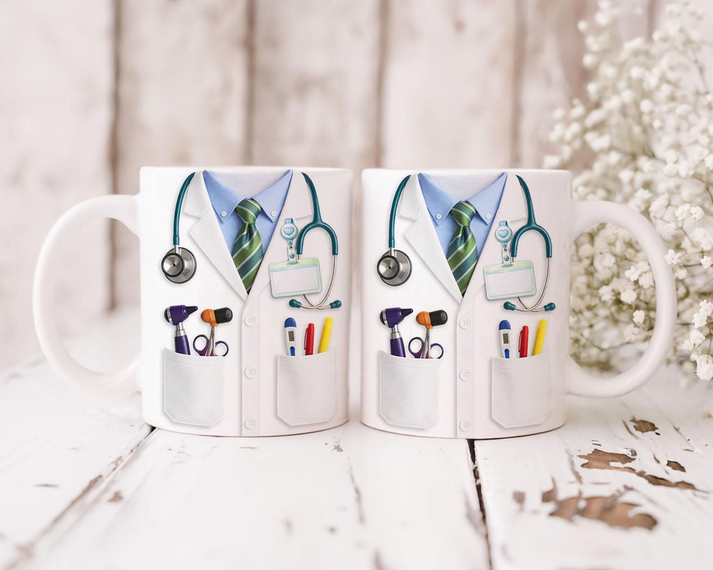 Custom Name Doctor 11oz Mug Png, Faux 3D Doctor 11oz Mug Wrap Png, Nurse Mug Wrap, Doctor Coffee Cup, Medical 3D Mug Digital File