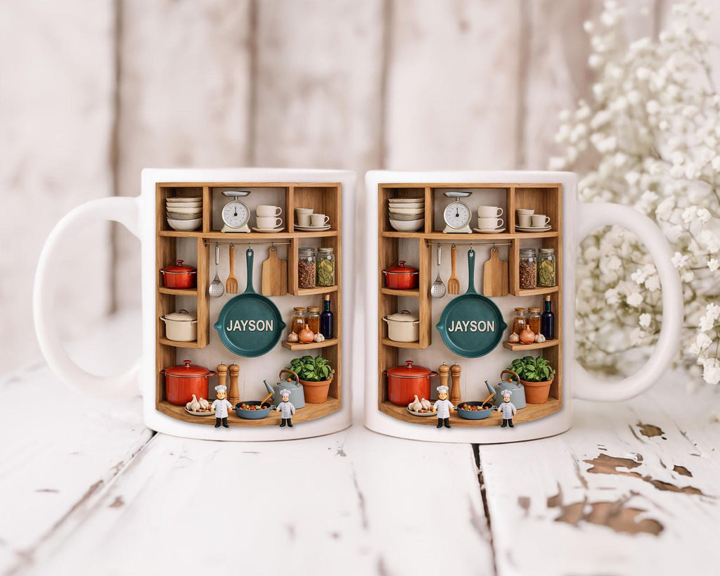 DIGITAL FILE Custom Name Cooking Mug Wrap Png, Faux 3D Chef 11oz Mug Wrap, Love Cooking Coffee Mug, 3D Kitchen Mug Png, Gift for Chef Mug