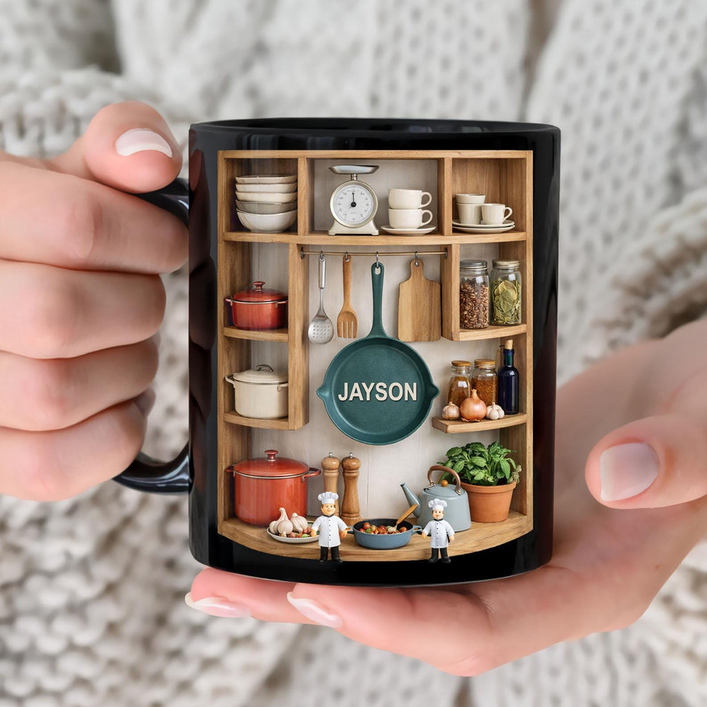DIGITAL FILE Custom Name Cooking Mug Wrap Png, Faux 3D Chef 11oz Mug Wrap, Love Cooking Coffee Mug, 3D Kitchen Mug Png, Gift for Chef Mug