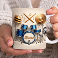 DIGITAL FILE Custom Name Drummer Mug Wrap Png, Faux 3D Drum and Guitar 11oz Mug Wrap, Music Lover Coffee Mug, Gift for Music Rock Band Png