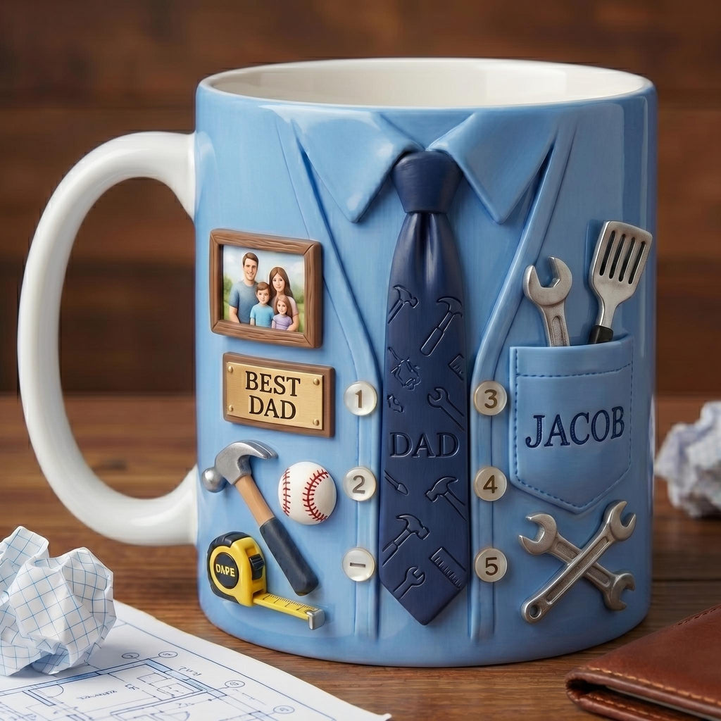 Personalized Dad Mug with Name, Custom Dad Coffee Mug, Father's Day Gift for Dad, Handy Dad Tool Mug, Gift for Him Cup