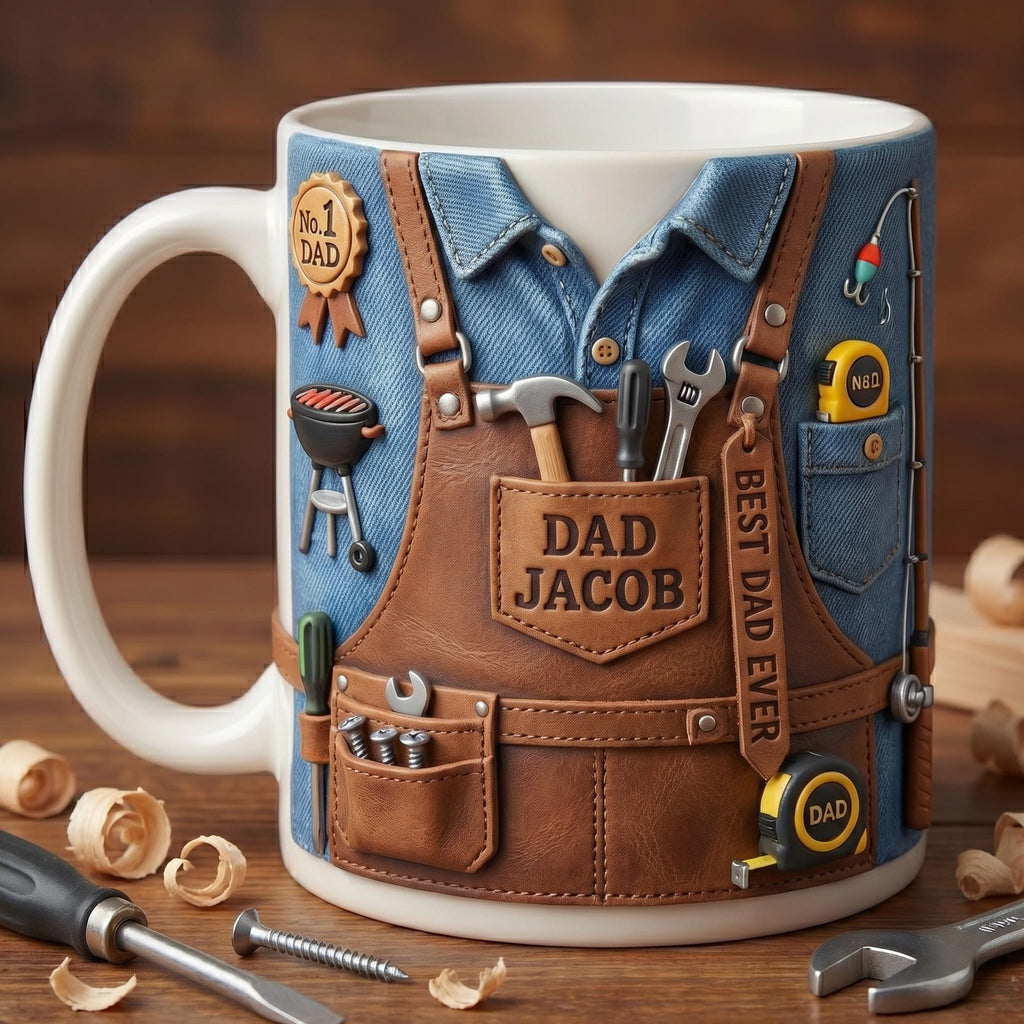 Personalized Dad Mug with Name, Custom Dad Coffee Mug, Father's Day Gift for Dad, Handy Dad Tool Mug, Gift for Him Cup