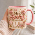 Personalized Teacher Name 3D Effect Coffee Mug, Custom Mr Mrs Teacher Mug, Apple Teacher Gift Cup, Back to School Teacher Gift for Him Her