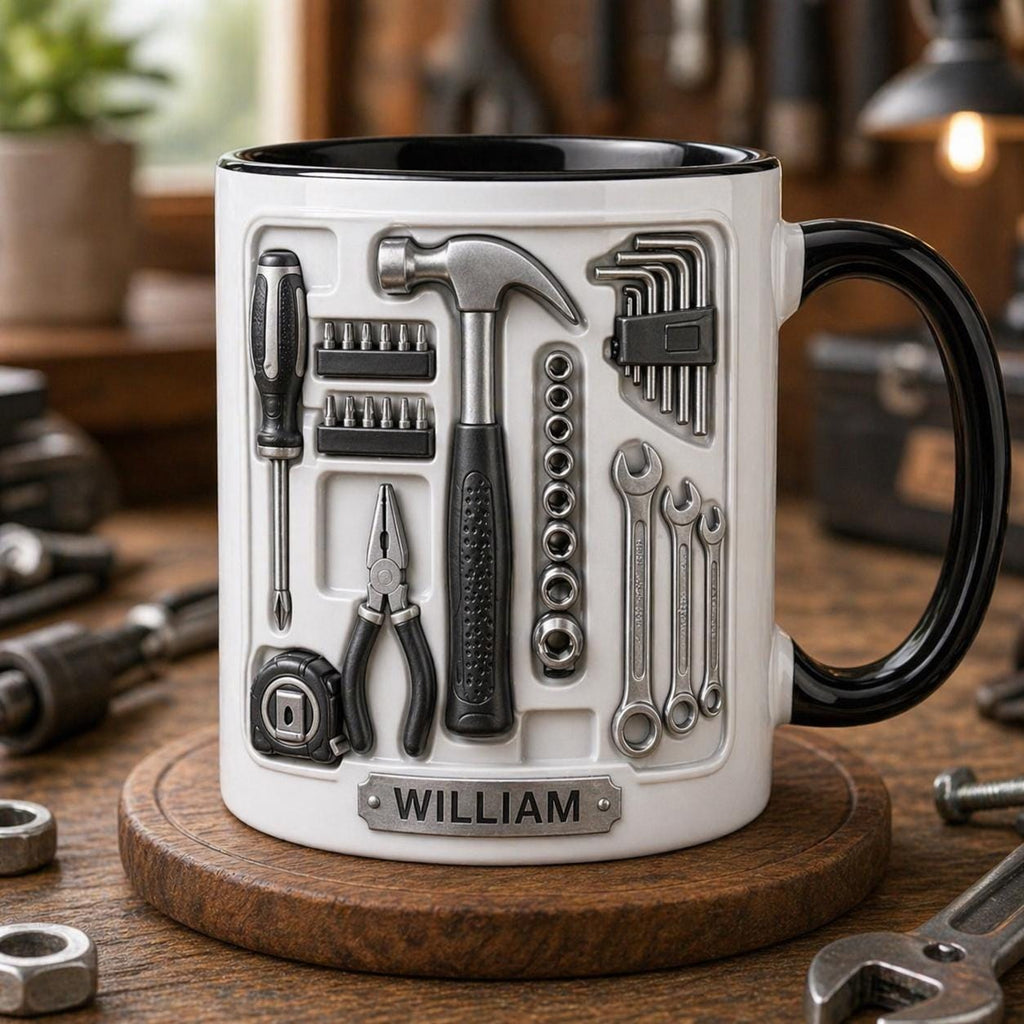 Personalized Mechanic Mug Custom Name Tools Gift Handyman Coffee Cup