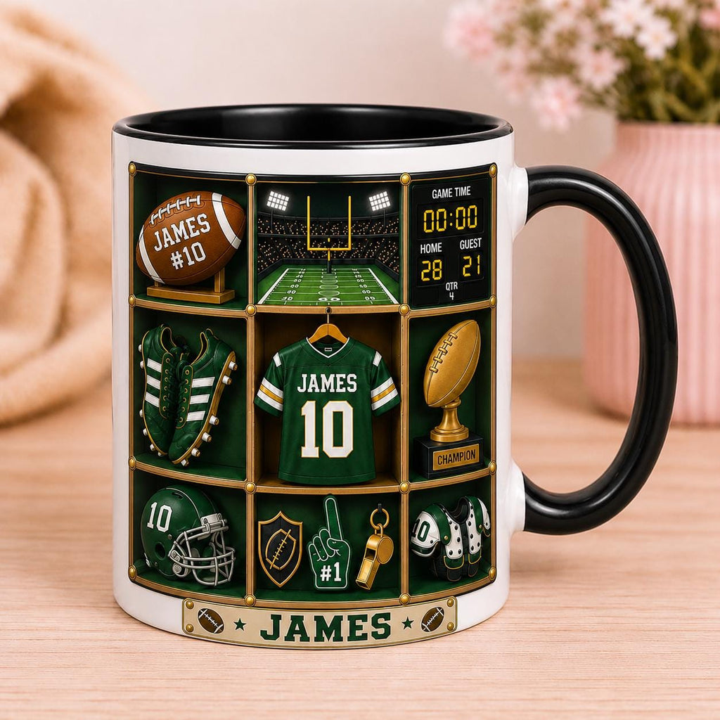 CUSTOM Football Mug with Name, Personalized Football Player Mug, Custom Sports Mug, Football Fan Gift, Team Jersey Mug, Athlete Gift for Him