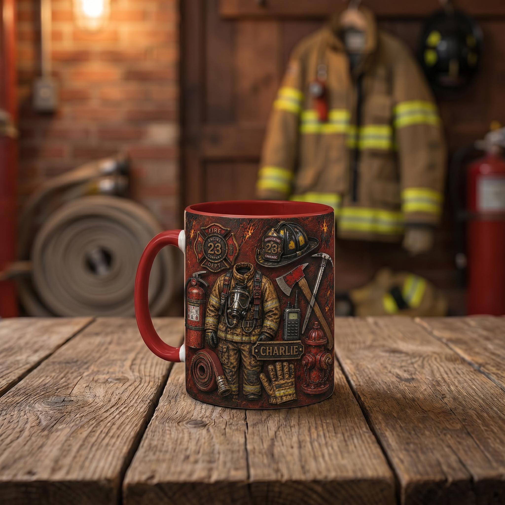 Personalized Firefighter Mug, Custom Name Ceramic Coffee Cup, Fire Academy Graduation Gift