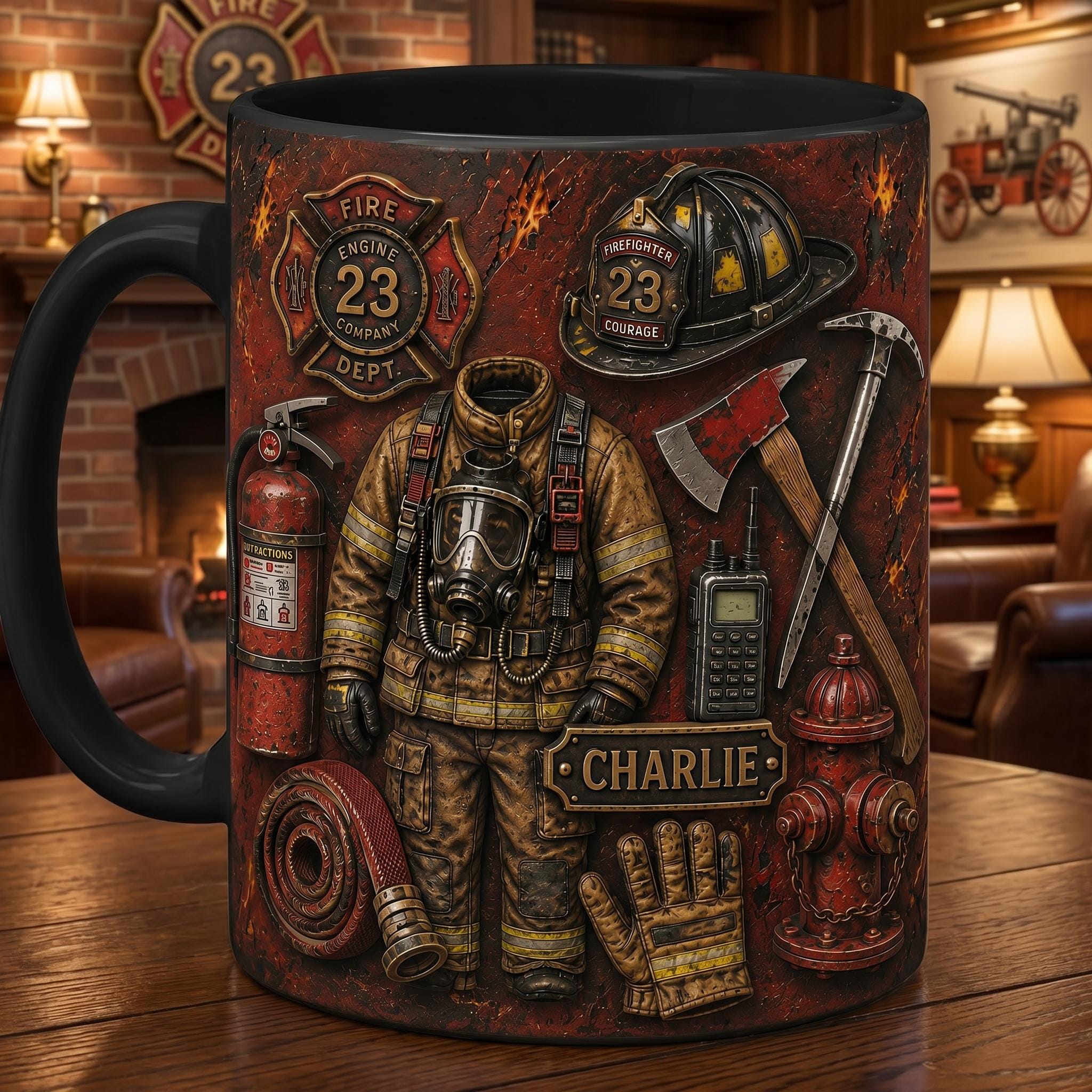 Personalized Firefighter Mug, Custom Name Ceramic Coffee Cup, Fire Academy Graduation Gift