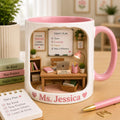 Personalized Teacher Mug, Custom Name Mug, Cute Miniature Classroom 3D effects Mug, Back To School Teacher Gift, Teacher Gift for Women