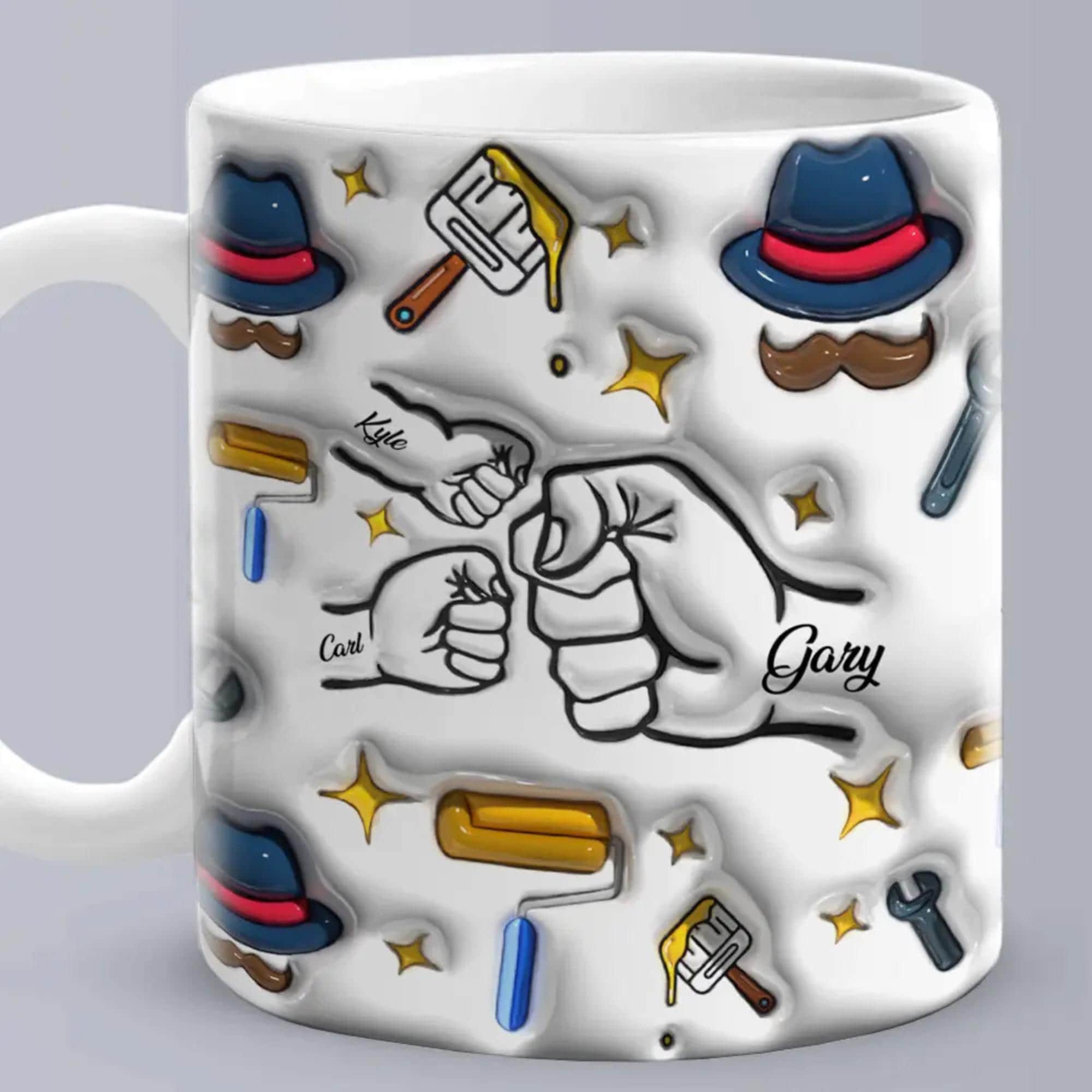 Personalized Dad Mug, Custom Kids Names, 3D Effect Coffee Cup, Father's Day Gift