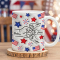Proud Dad Grandpa 4th of July Mug, Personalized Fist Bump Coffee Mug, Custom USA Flag 3D Inflated Effect Mug, Patriotic Gift for Dad Grandpa