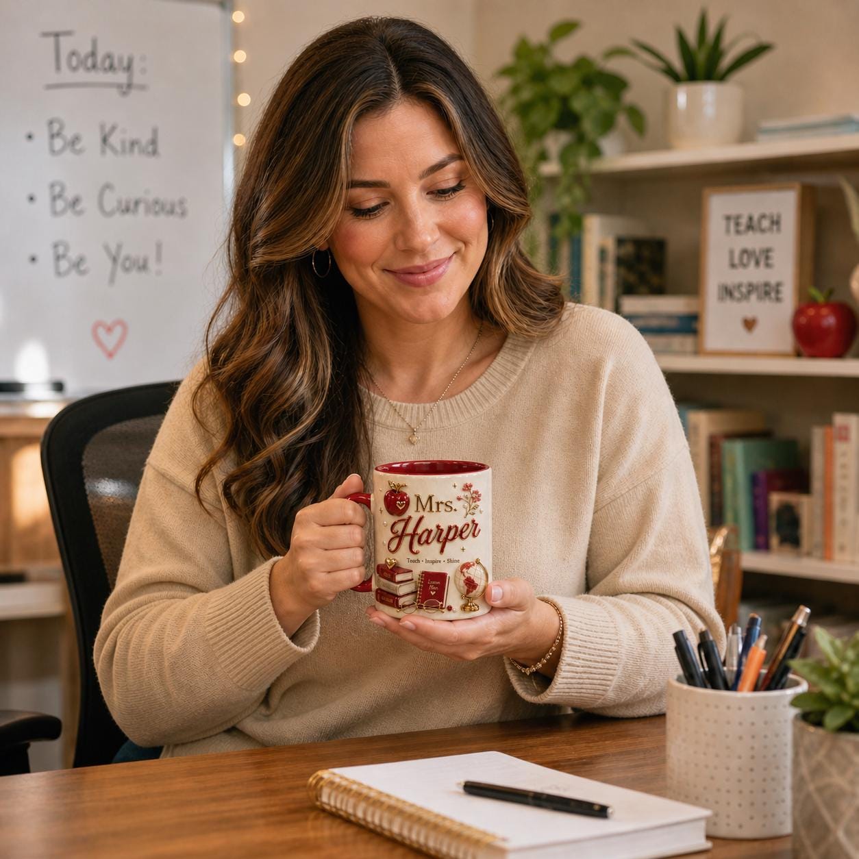 Personalized Teacher Name 3D Effect Coffee Mug, Custom Mr Mrs Teacher Mug, Back to School Gift for Him Her from Student Parents