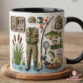 Personalize Dad Fishing Lures 3D Effect Mug, Custom Kid Name Mug, Father's Day Gift, Fishing Lover Coffee Cup, Daddy's Birthday Gift