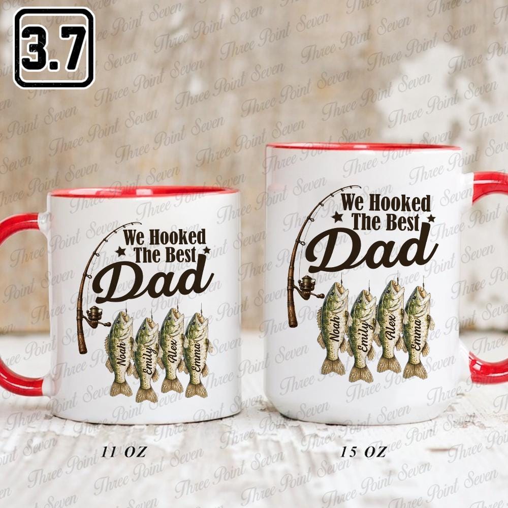 Personalized Best Fishing Dad Mug, Father's Day Gift, Custom Dad Mug with Kids' Names TN1839