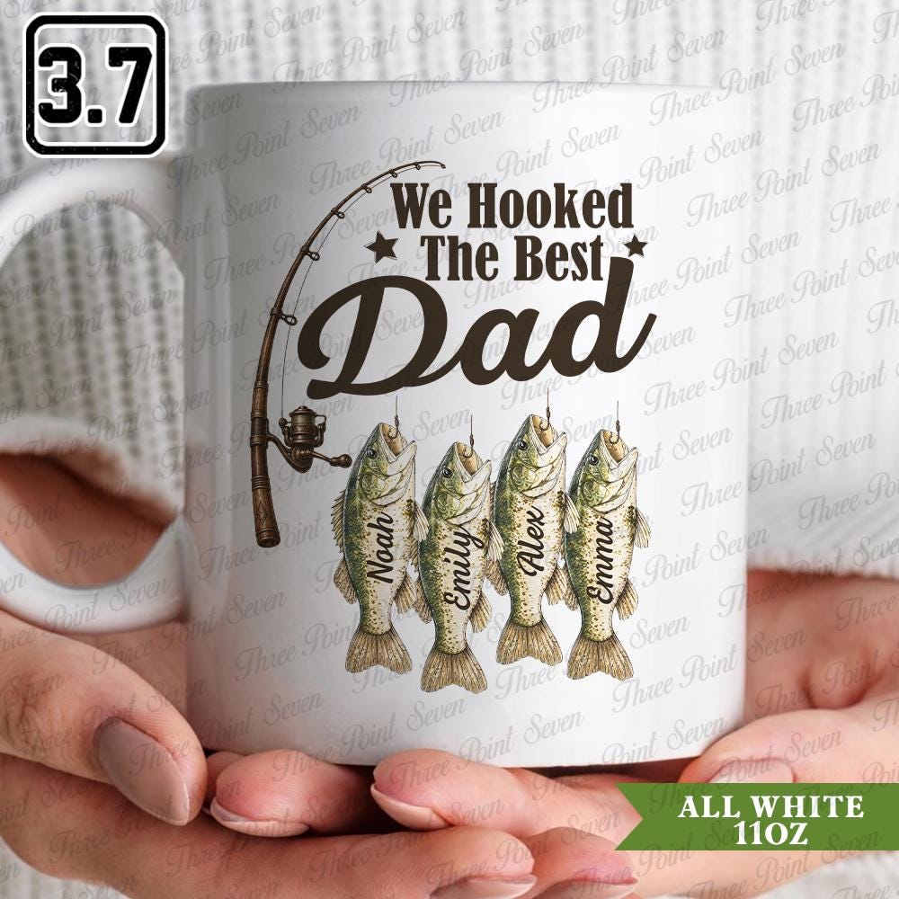 Personalized Best Fishing Dad Mug, Father's Day Gift, Custom Dad Mug with Kids' Names TN1839