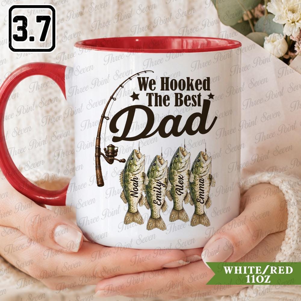 Personalized Best Fishing Dad Mug, Father's Day Gift, Custom Dad Mug with Kids' Names TN1839