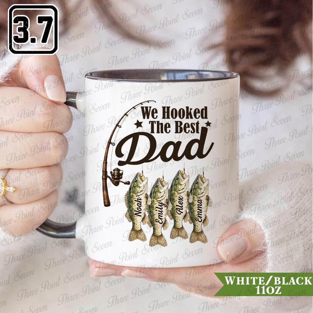 Personalized Best Fishing Dad Mug, Father's Day Gift, Custom Dad Mug with Kids' Names TN1839