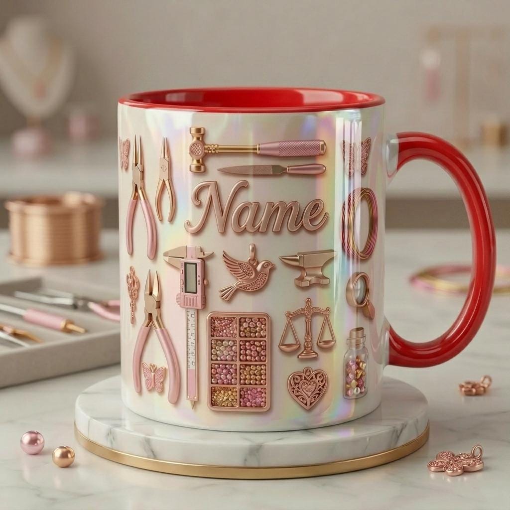 Personalized Jewelry Mug, Jewelry Maker Gift, Bead Artist Cup, Handmade Jewelry Mug, Custom Name Gift