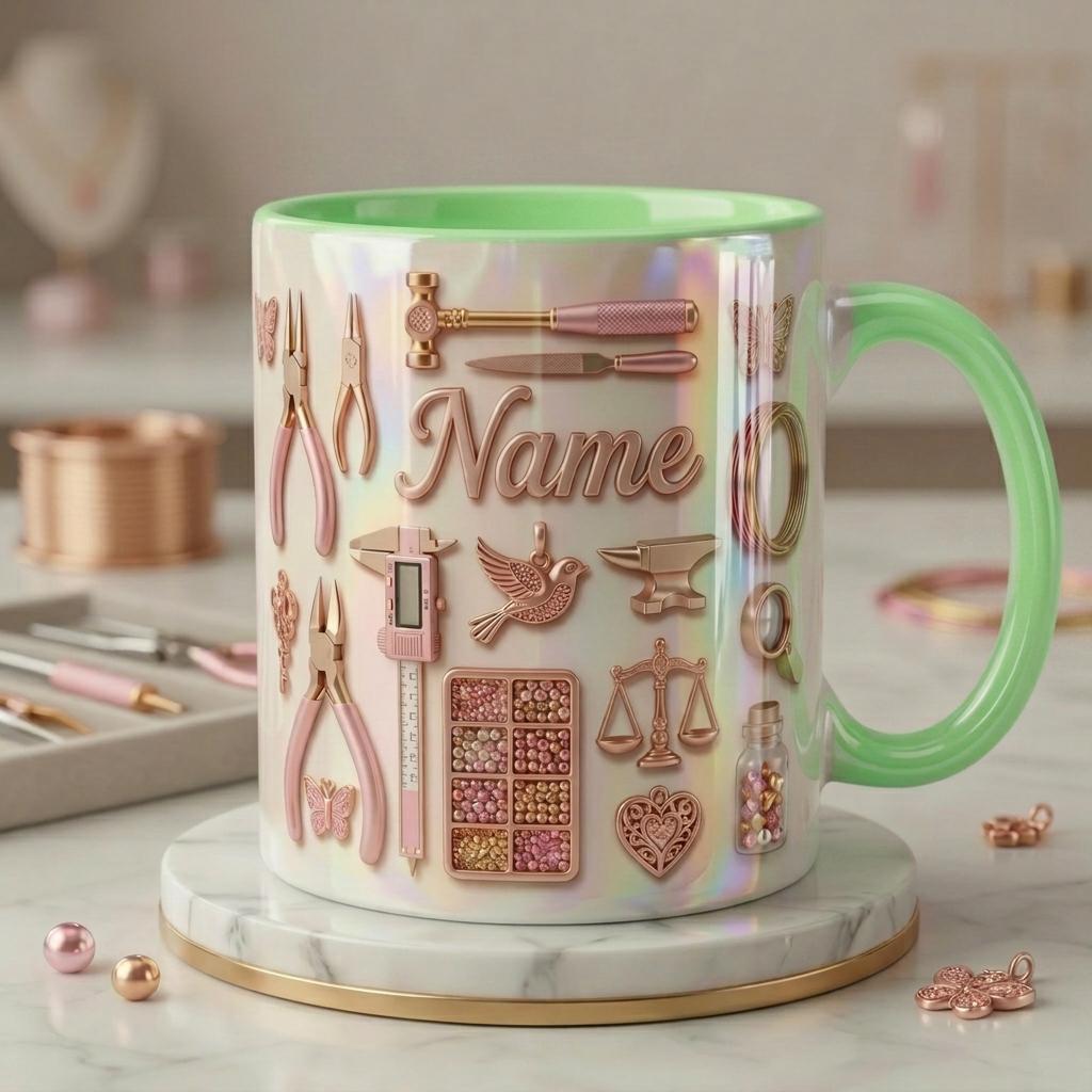 Personalized Jewelry Mug, Jewelry Maker Gift, Bead Artist Cup, Handmade Jewelry Mug, Custom Name Gift