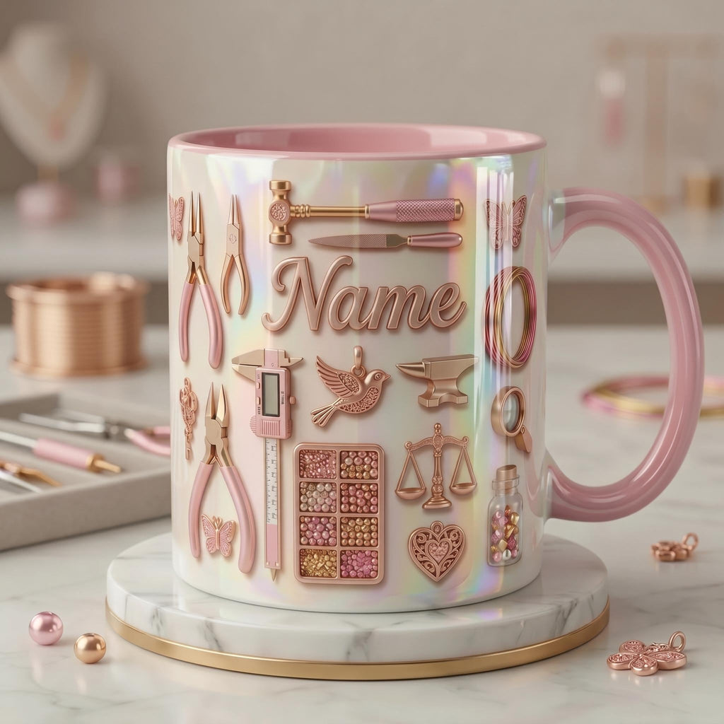 Personalized Jewelry Mug, Jewelry Maker Gift, Bead Artist Cup, Handmade Jewelry Mug, Custom Name Gift