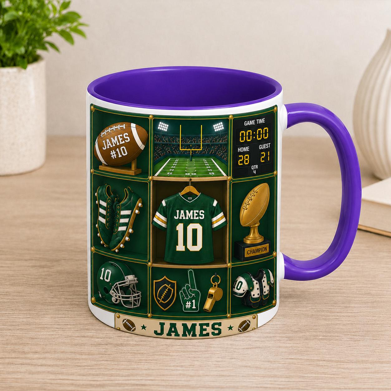 CUSTOM Football Mug with Name, Personalized Football Player Mug, Custom Sports Mug, Football Fan Gift, Team Jersey Mug, Athlete Gift for Him