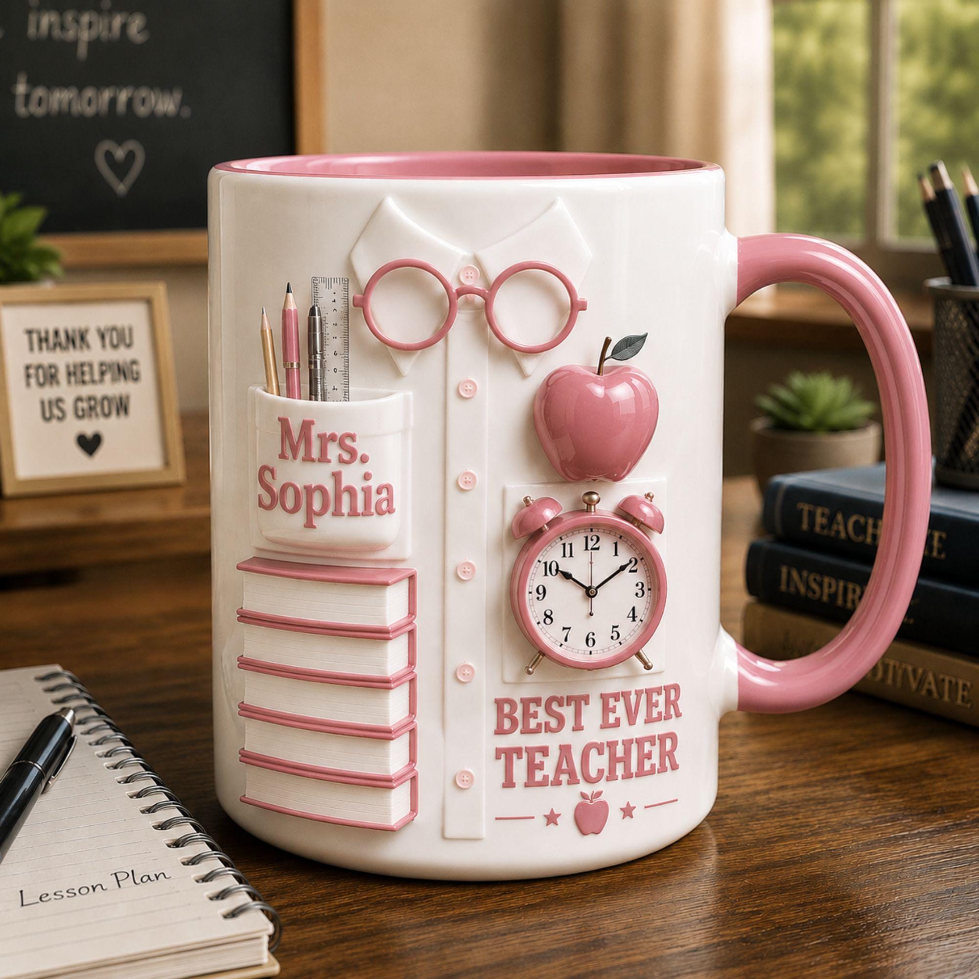 Personalized Teacher Appreciation 3D Coffee Mug, Custom Best Ever Teacher Coffee Mug, Teacher Appreciation Gift, Back To School Gift