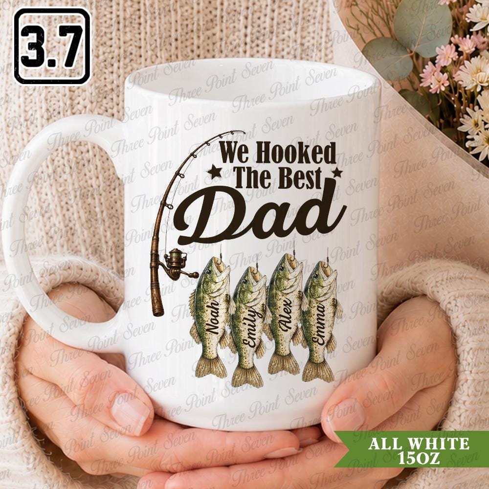 Personalized Best Fishing Dad Mug, Father's Day Gift, Custom Dad Mug with Kids' Names TN1839