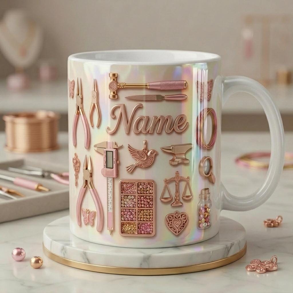 Personalized Jewelry Mug, Jewelry Maker Gift, Bead Artist Cup, Handmade Jewelry Mug, Custom Name Gift