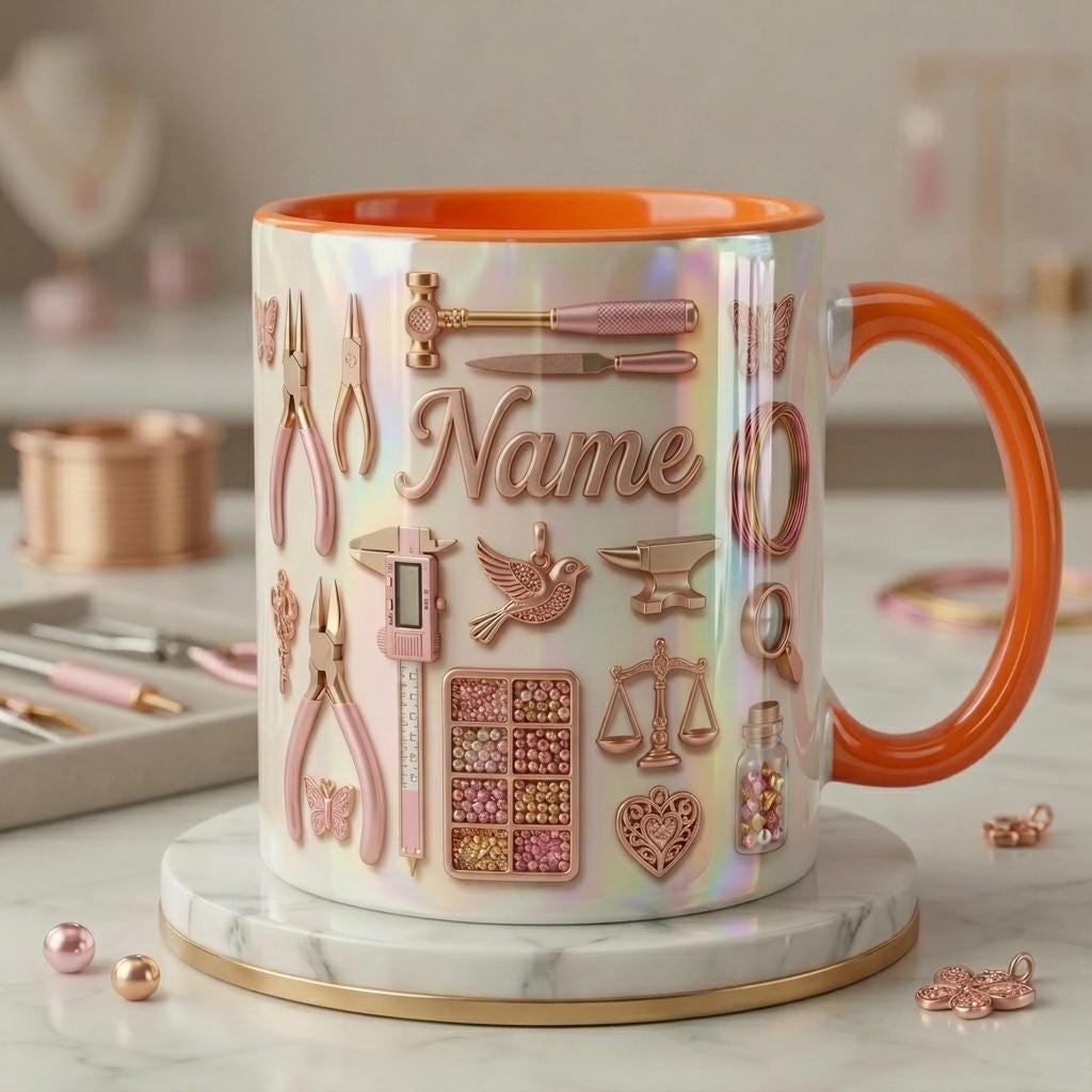 Personalized Jewelry Mug, Jewelry Maker Gift, Bead Artist Cup, Handmade Jewelry Mug, Custom Name Gift