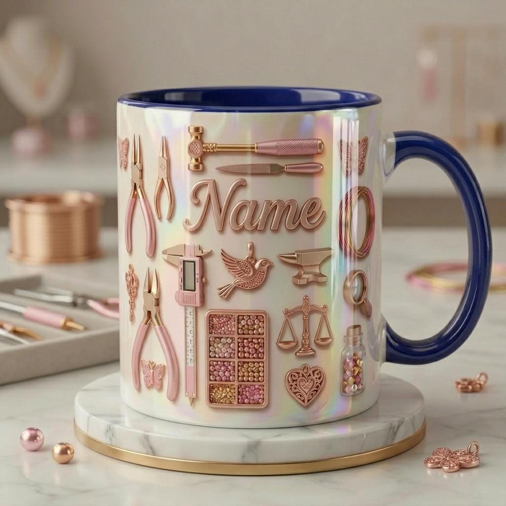 Personalized Jewelry Mug, Jewelry Maker Gift, Bead Artist Cup, Handmade Jewelry Mug, Custom Name Gift