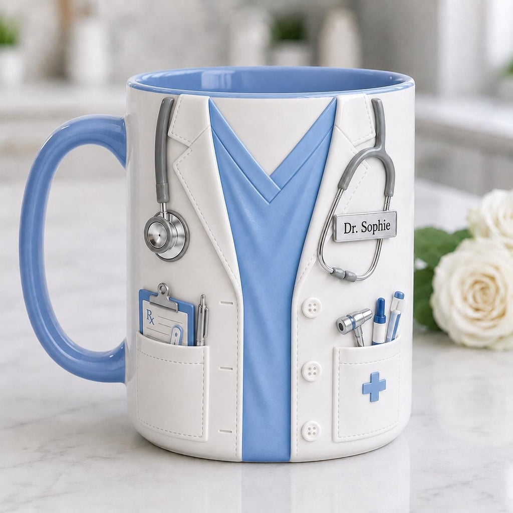 Custom Name Nurse Life Faux 3D Effect Mug, Nurse Life Coffee Cup, Gift for Nurse Her, 2D PRINTED MUG