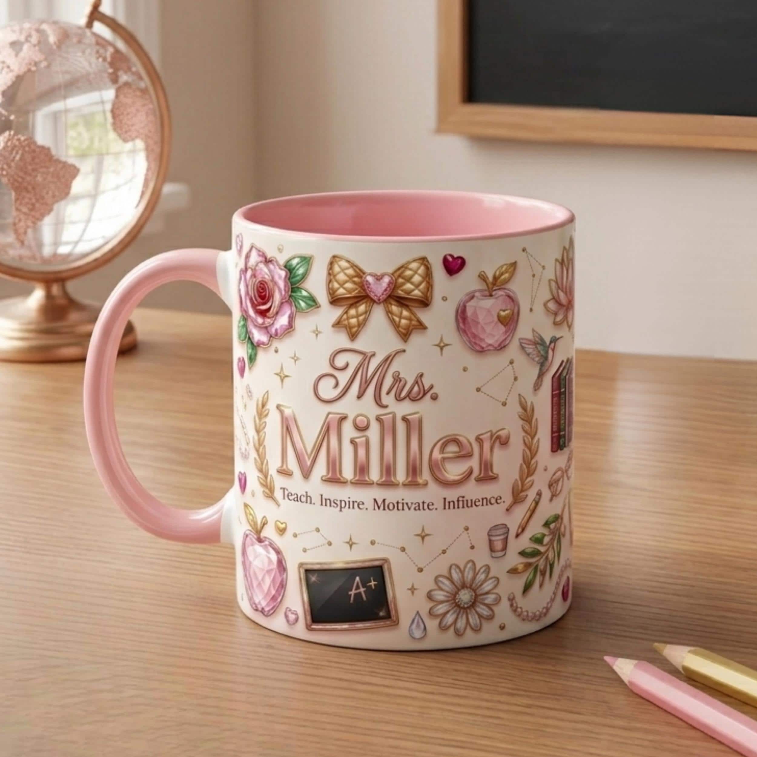 Personalized Teacher Appreciation 3D Coffee Mug,Personalized Teacher Mug with Name, Custom Teacher Coffee Cup, Back to School Gift,
