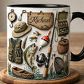 Personalized Fishing Faux 3D Effect Accent Mug, Fishing Coffee Mug, Father's Day Gift, Gift For Fisherman, 2D PRINTED MUG