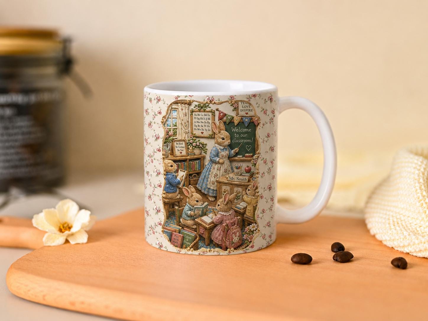 Personalized Teacher Mug, Only 2D Print Mini Classroom Cup, Teacher Appreciation Gift, Welcome To Class, Unique Educator Gift