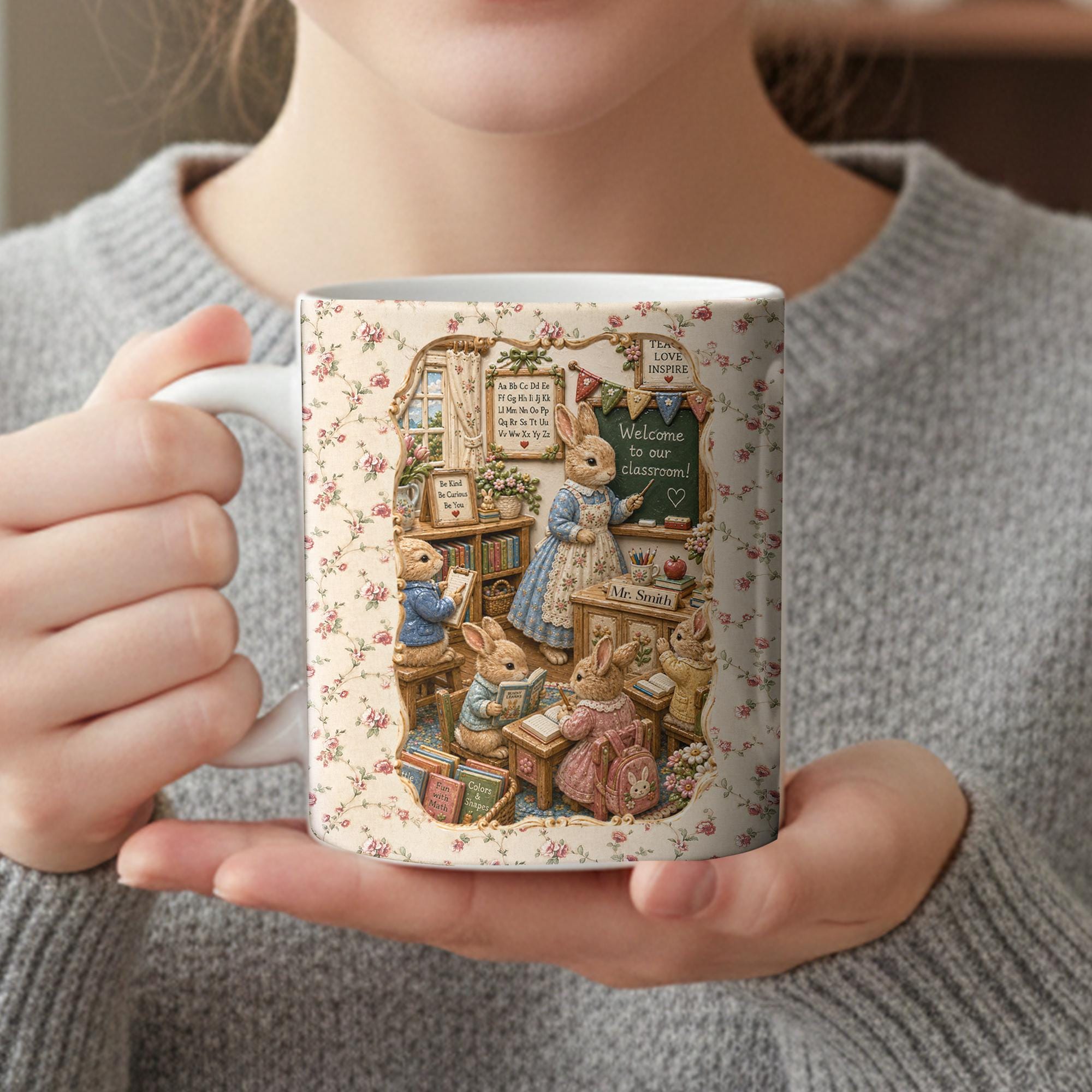 Personalized Teacher Mug, Only 2D Print Mini Classroom Cup, Teacher Appreciation Gift, Welcome To Class, Unique Educator Gift
