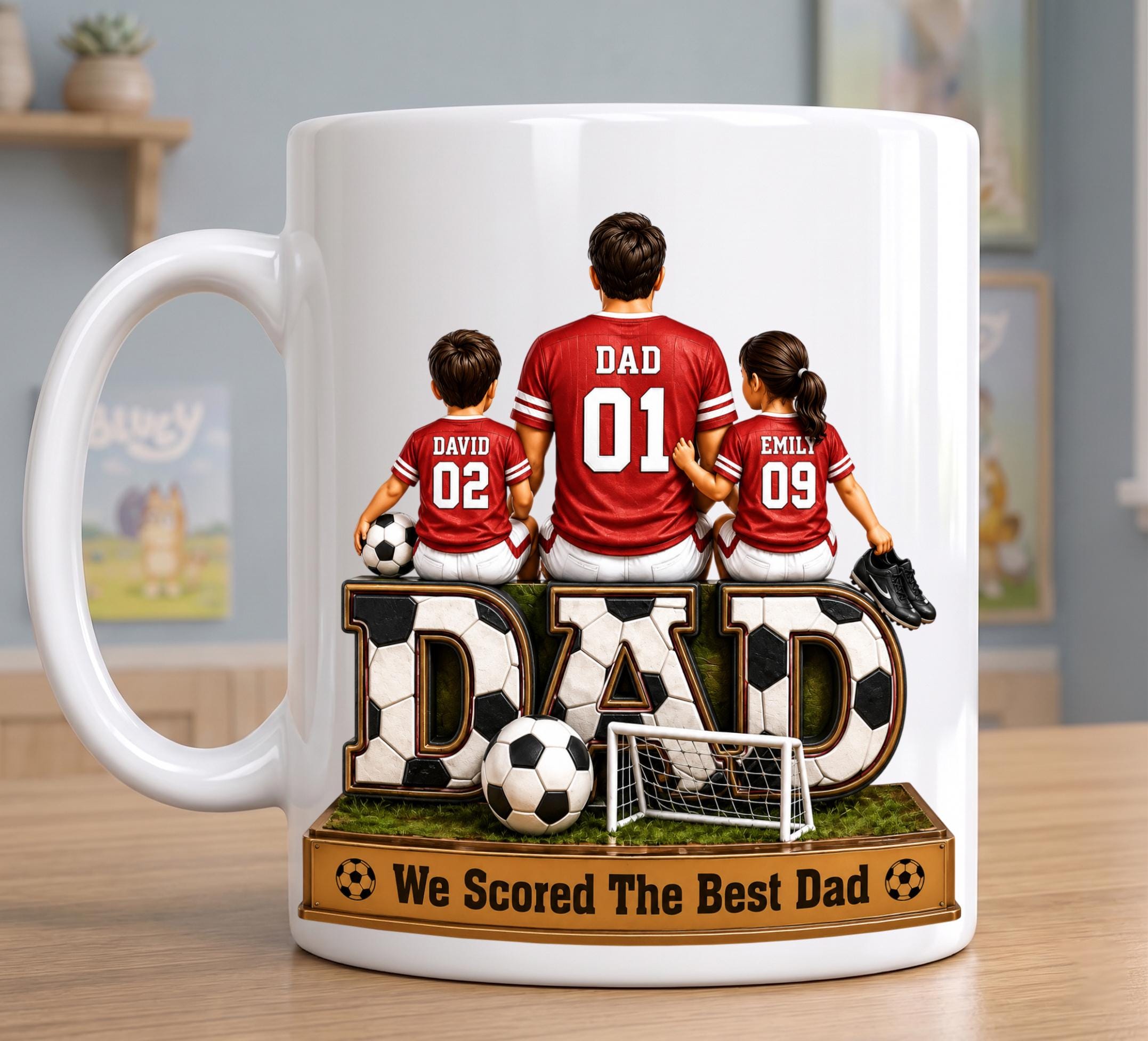Personalized Soccer Dad Mug, We Scored The Best Dad Mug, Custom Dad And Kids Mug, Father's Day Gift From Kids, Football Dad Cup