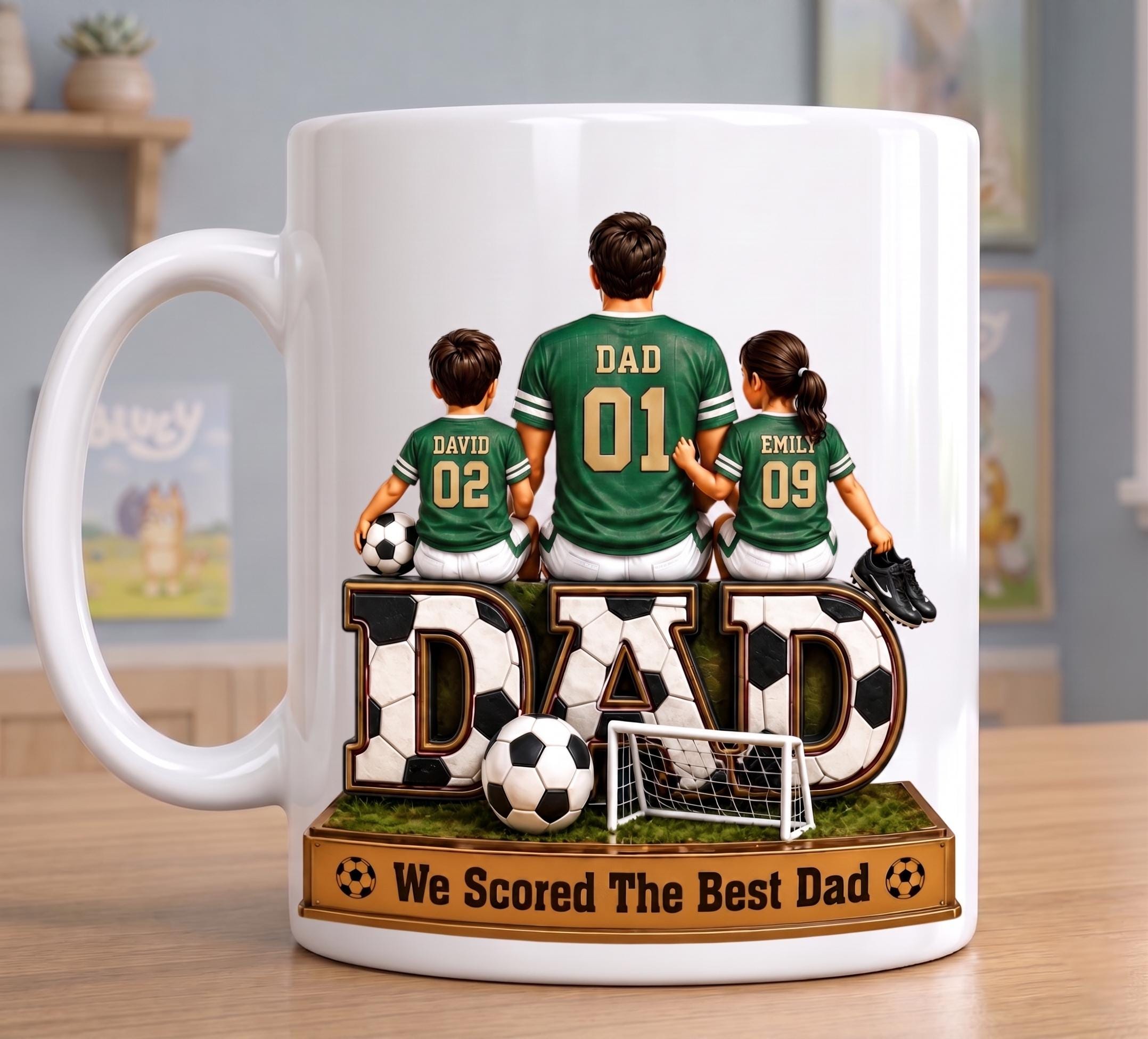 Personalized Soccer Dad Mug, We Scored The Best Dad Mug, Custom Dad And Kids Mug, Father's Day Gift From Kids, Football Dad Cup