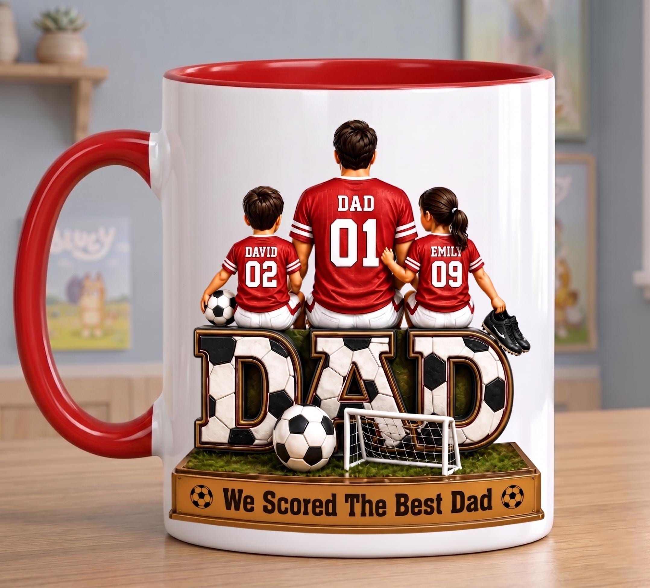 Personalized Soccer Dad Mug, We Scored The Best Dad Mug, Custom Dad And Kids Mug, Father's Day Gift From Kids, Football Dad Cup