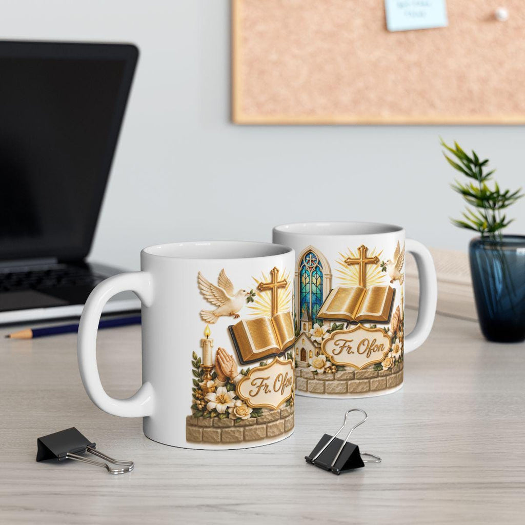 Personalized Christian Mug, Bible Cross Faith Coffee Mug, Custom Name Religious Gift