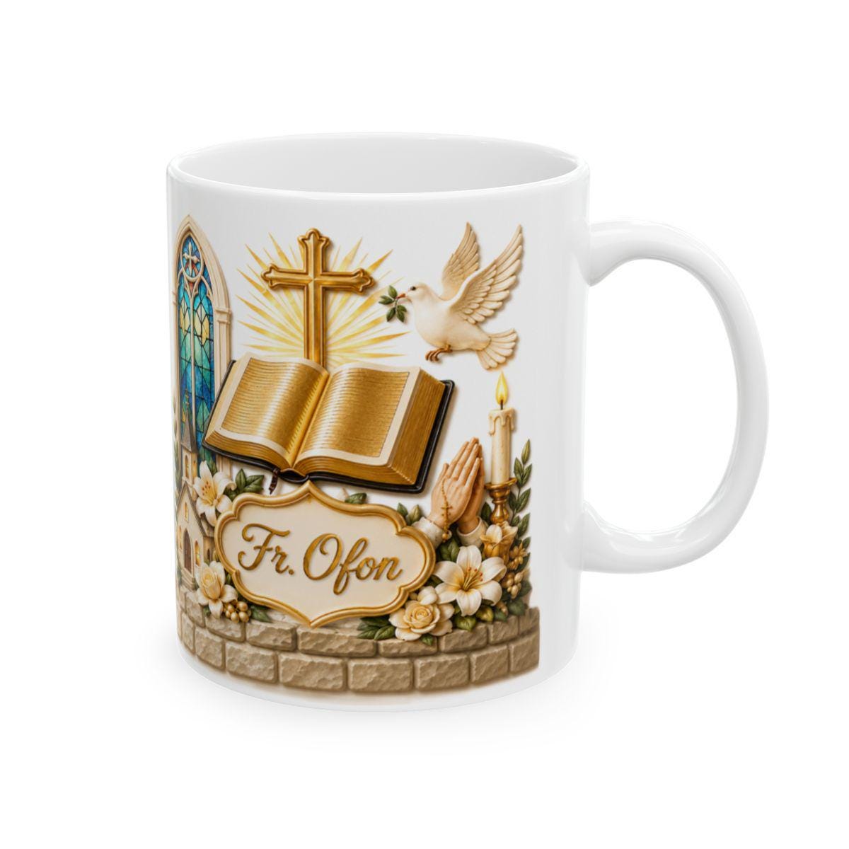 Personalized Christian Mug, Bible Cross Faith Coffee Mug, Custom Name Religious Gift