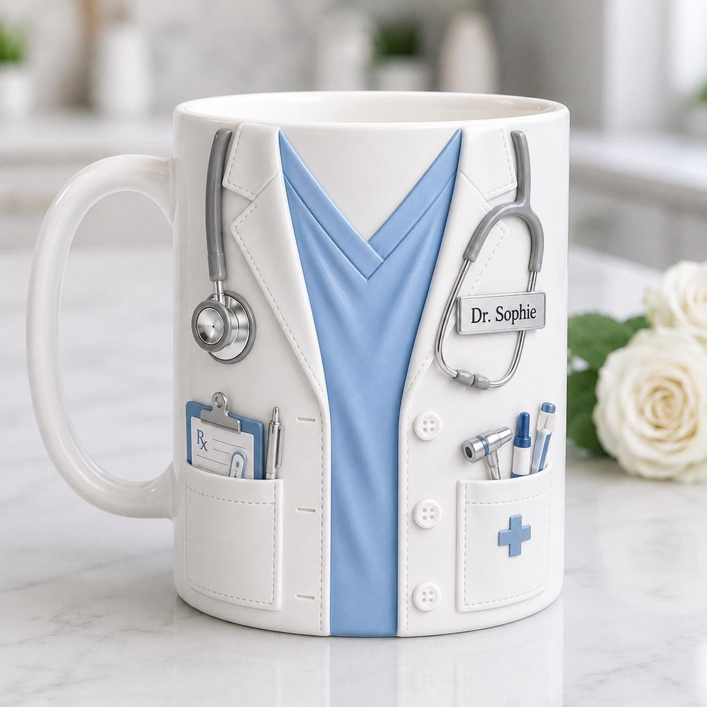 Custom Name Nurse Life Faux 3D Effect Mug, Nurse Life Coffee Cup, Gift for Nurse Her, 2D PRINTED MUG