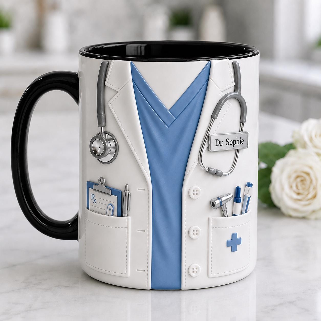 Custom Name Nurse Life Faux 3D Effect Mug, Nurse Life Coffee Cup, Gift for Nurse Her, 2D PRINTED MUG