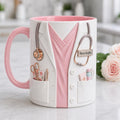 Custom Name Nurse Life Faux 3D Effect Mug, Nurse Life Coffee Cup, Gift for Nurse Her, 2D PRINTED MUG