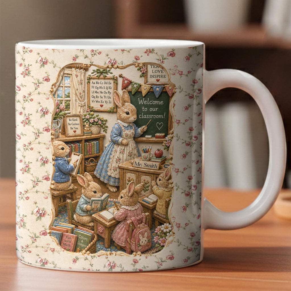 Personalized Teacher Mug, Only 2D Print Mini Classroom Cup, Teacher Appreciation Gift, Welcome To Class, Unique Educator Gift